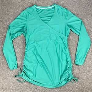 Athleta Wick-It Adjustable Coverup Top Womens Large Green Ruched Side Swim Tunic